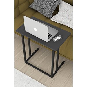 Metal Ayaklı Laptop Sehpası Kahvaltı Masası Çalışma Sehpası Antrasit