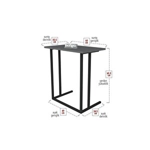 Metal Ayaklı Laptop Sehpası Kahvaltı Masası Çalışma Sehpası Antrasit