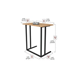 Metal Ayaklı Laptop Sehpası Kahvaltı Masası Çalışma Sehpası Çam
