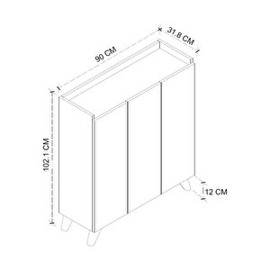 3 Kapaklı Çok Amaçlı Dolap Çok Amaçlı Mutfak Dolabı Banyo Dolabı Ayakkabılık Kumsal Çam