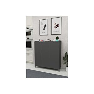 3 Kapaklı Çok Amaçlı Dolap Çok Amaçlı Mutfak Dolabı Banyo Dolabı Ayakkabılık Kumsal Antrasit