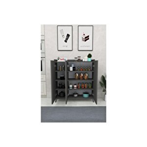 3 Kapaklı Çok Amaçlı Dolap Çok Amaçlı Mutfak Dolabı Banyo Dolabı Ayakkabılık Kumsal Antrasit