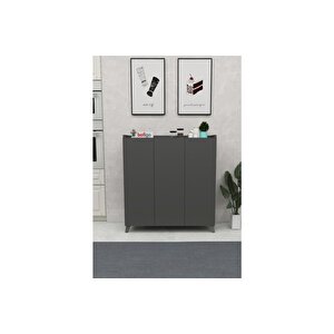 3 Kapaklı Çok Amaçlı Dolap Çok Amaçlı Mutfak Dolabı Banyo Dolabı Ayakkabılık Kumsal Antrasit