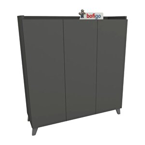 3 Kapaklı Çok Amaçlı Dolap Çok Amaçlı Mutfak Dolabı Banyo Dolabı Ayakkabılık Kumsal Antrasit