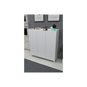 3 Kapaklı Çok Amaçlı Dolap Çok Amaçlı Mutfak Dolabı Banyo Dolabı Ayakkabılık Kumsal Beyaz