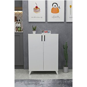 4 Raflı Çok Amaçlı Dolap Çok Amaçlı Mutfak Dolabı Banyo Dolabı Ceren Beyaz