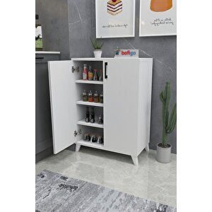 4 Raflı Çok Amaçlı Dolap Çok Amaçlı Mutfak Dolabı Banyo Dolabı Ceren Beyaz