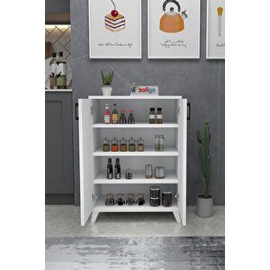 4 Raflı Çok Amaçlı Dolap Çok Amaçlı Mutfak Dolabı Banyo Dolabı Ceren Beyaz