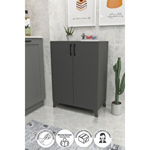 4 Raflı Çok Amaçlı Dolap Çok Amaçlı Mutfak Dolabı Banyo Dolabı Ceren Antrasit