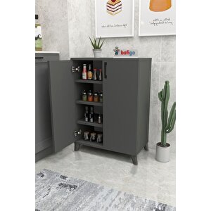 4 Raflı Çok Amaçlı Dolap Çok Amaçlı Mutfak Dolabı Banyo Dolabı Ceren Antrasit
