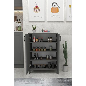 4 Raflı Çok Amaçlı Dolap Çok Amaçlı Mutfak Dolabı Banyo Dolabı Ceren Antrasit