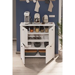 4 Kapaklı Dolap 4 Bölmeli Çok Amaçlı Dolap Mutfak Dolabı Banyo Dolabı Kiler Tetra Beyaz