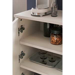 4 Kapaklı Dolap 4 Bölmeli Çok Amaçlı Dolap Mutfak Dolabı Banyo Dolabı Kiler Tetra Beyaz