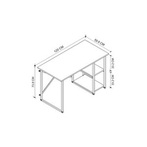 60x120 Cm 2 Raflı Çalışma Masası Bilgisayar Masası Ofis Ders Yemek Masası Çam