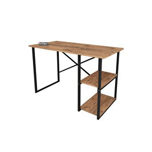 60x120 Cm 2 Raflı Çalışma Masası Bilgisayar Masası Ofis Ders Yemek Masası Çam