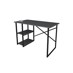 60x120 Cm 2 Raflı Çalışma Masası Bilgisayar Masası Ofis Ders Yemek Masası Antrasit