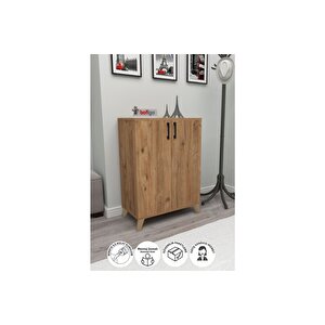 4 Raflı 2 Kapaklı Ayakkabılık Çok Amaçlı Dolap Ayakkabı Dolabı Ceren Çam