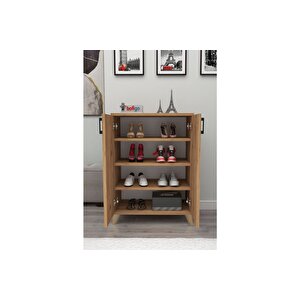 4 Raflı 2 Kapaklı Ayakkabılık Çok Amaçlı Dolap Ayakkabı Dolabı Ceren Çam