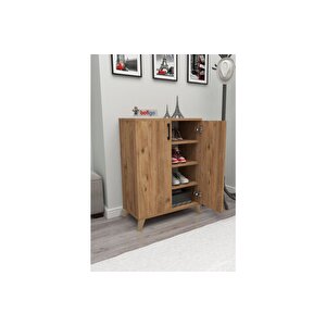 4 Raflı 2 Kapaklı Ayakkabılık Çok Amaçlı Dolap Ayakkabı Dolabı Ceren Çam