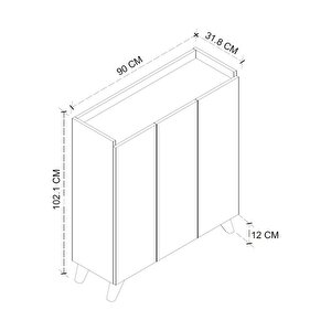3 Kapaklı Ayakkabılık 8 Raflı Ayakkabılık Çok Amaçlı Dolap Ayakkabı Dolabı Kumsal Antrasit