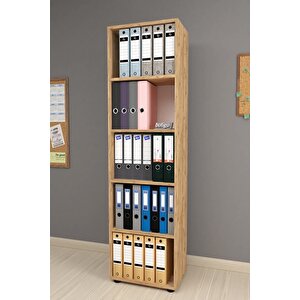 5 Raflı Kitaplık Ofis Dolabı Klasörlük Çok Amaçlı Dolap Mutfak Dolabı Çam