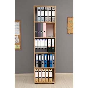 5 Raflı Kitaplık Ofis Dolabı Klasörlük Çok Amaçlı Dolap Mutfak Dolabı Çam