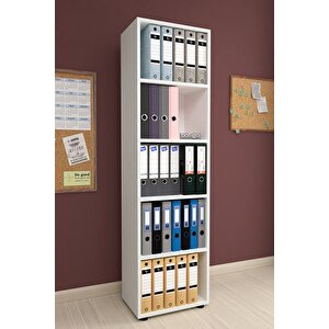 5 Raflı Kitaplık Ofis Dolabı Klasörlük Çok Amaçlı Dolap Mutfak Dolabı Beyaz