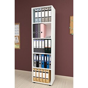 5 Raflı Kitaplık Ofis Dolabı Klasörlük Çok Amaçlı Dolap Mutfak Dolabı Beyaz