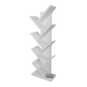 Ağaç Kitaplık Dekoratif Kitaplık Raf Düzenleyici Kitap Rafı Beyaz