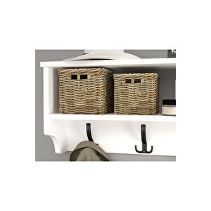 Portmanto Duvar Askılığı Elbise Askılığı Raflı Duvar Askılığı Beyaz 120 Cm