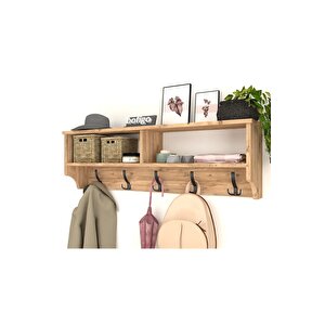 Portmanto Duvar Askılığı Elbise Askılığı Raflı Duvar Askılığı Çam 120 Cm