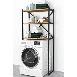 3 Raflı Metal Banyo Düzenleyici Metal Banyo Rafı Çamaşır Makinası Üstü Çam