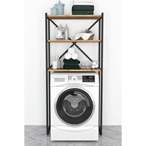 3 Raflı Metal Banyo Düzenleyici Metal Banyo Rafı Çamaşır Makinası Üstü Çam
