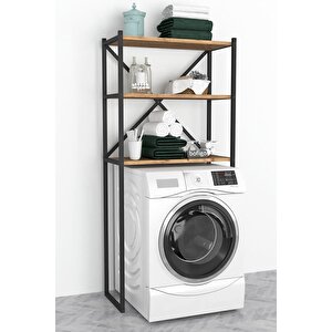 3 Raflı Metal Banyo Düzenleyici Metal Banyo Rafı Çamaşır Makinası Üstü Çam