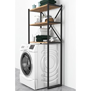 3 Raflı Metal Banyo Düzenleyici Metal Banyo Rafı Çamaşır Makinası Üstü Çam