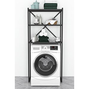 3 Raflı Metal Banyo Düzenleyici Metal Banyo Rafı Çamaşır Makinası Üstü Antrasit