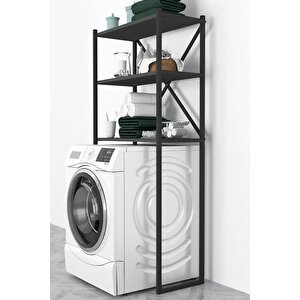 3 Raflı Metal Banyo Düzenleyici Metal Banyo Rafı Çamaşır Makinası Üstü Antrasit