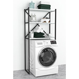 3 Raflı Metal Banyo Düzenleyici Metal Banyo Rafı Çamaşır Makinası Üstü Beyaz