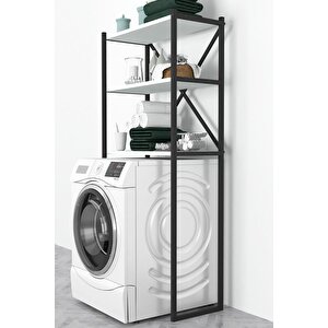 3 Raflı Metal Banyo Düzenleyici Metal Banyo Rafı Çamaşır Makinası Üstü Beyaz