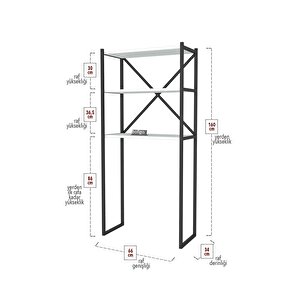 3 Raflı Metal Banyo Düzenleyici Metal Banyo Rafı Çamaşır Makinası Üstü Beyaz