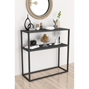 Metal Ayaklı Dresuar Dekoratif Raflı Dresuar Konsol Metal Dresuar Antrasit