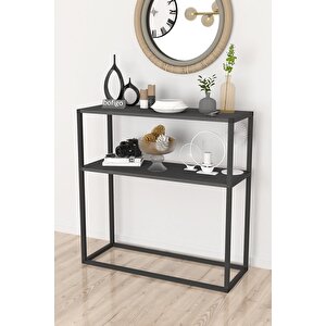 Metal Ayaklı Dresuar Dekoratif Raflı Dresuar Konsol Metal Dresuar Antrasit