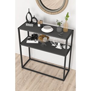 Metal Ayaklı Dresuar Dekoratif Raflı Dresuar Konsol Metal Dresuar Antrasit