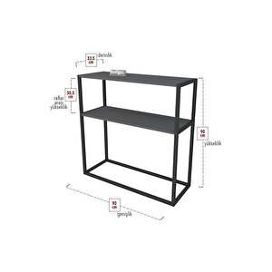 Metal Ayaklı Dresuar Dekoratif Raflı Dresuar Konsol Metal Dresuar Antrasit