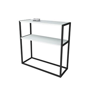 Metal Ayaklı Dresuar Dekoratif Raflı Dresuar Konsol Metal Dresuar Beyaz