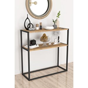 Metal Ayaklı Dresuar Dekoratif Raflı Dresuar Konsol Metal Dresuar Çam