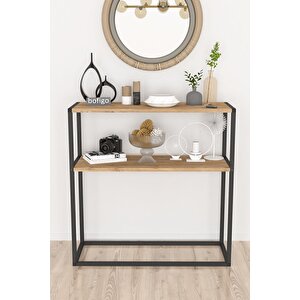 Metal Ayaklı Dresuar Dekoratif Raflı Dresuar Konsol Metal Dresuar Çam