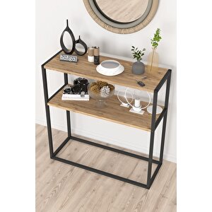 Metal Ayaklı Dresuar Dekoratif Raflı Dresuar Konsol Metal Dresuar Çam