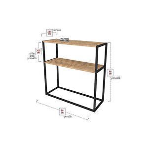 Metal Ayaklı Dresuar Dekoratif Raflı Dresuar Konsol Metal Dresuar Çam