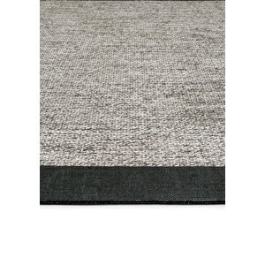 Cool Halı Pratico Gri Yıkanabilir Halı Sisal Görünüm Bordür Desen Yumuşak Kaymaz Taban Mutfak Halısı